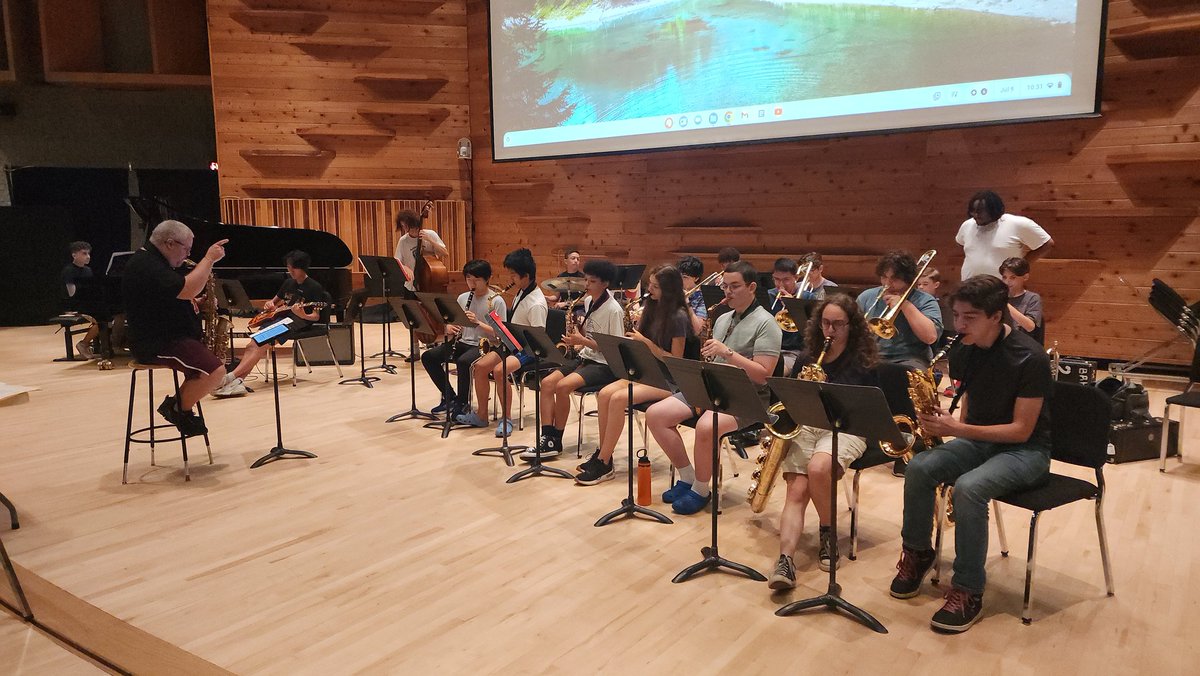 OneMoreOnce's tweet photo. AM Big Band with Mr. Hayward is underway for the morning.   Starting off the day with a great Pete McGuinness tune called Horace's Bag. https://t.co/4PqE3qvcqT