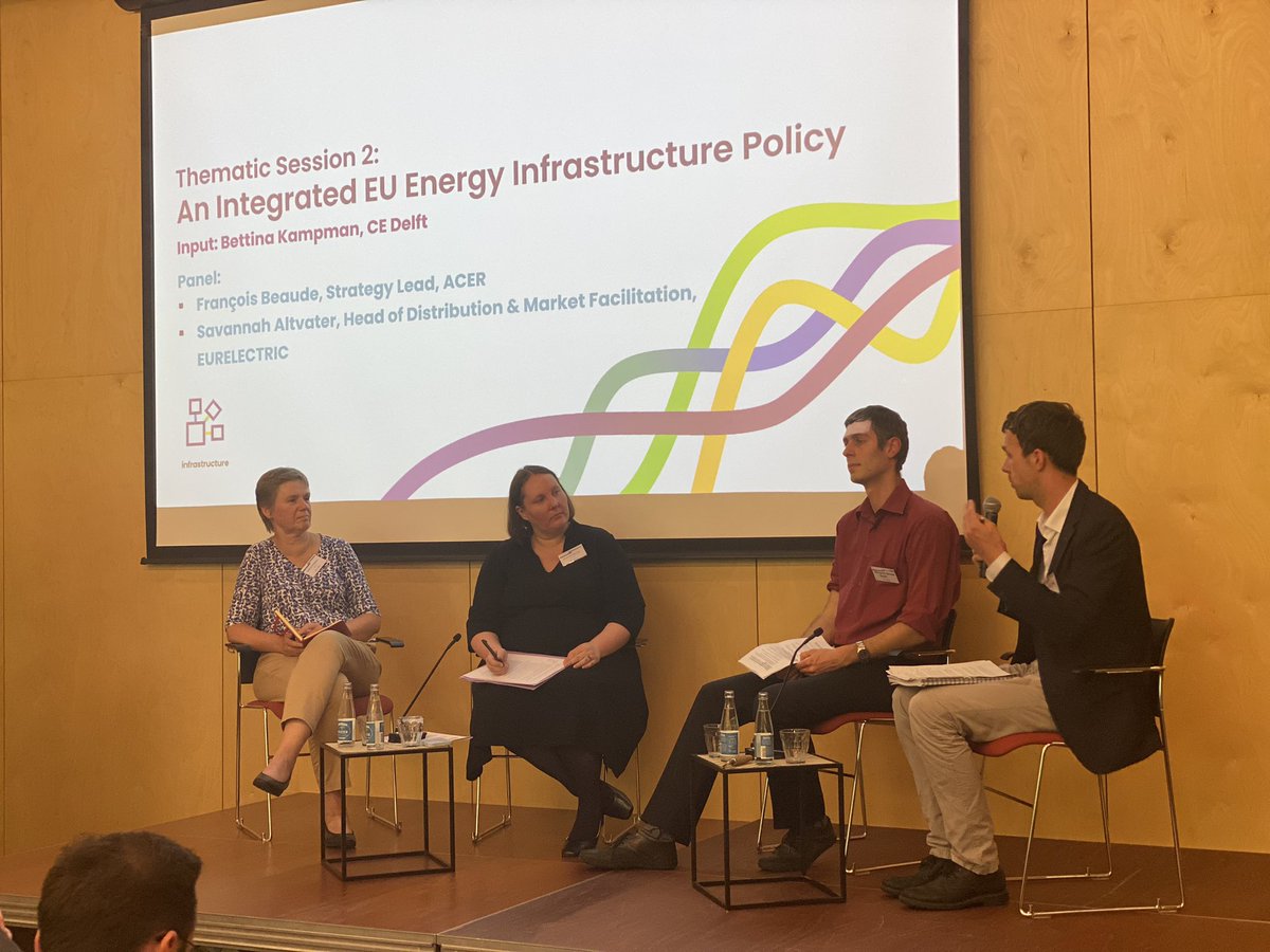 How should #integrated EU energy infrastructure policy look like? This is only one of the questions our <a href="/CEDelft/">CE Delft</a> colleagues discuss at the moment at our 2. thematic session together with Savannah Altvater (<a href="/Eurelectric/">Eurelectric</a>) and François Beaude (<a href="/EU_ACER/">EU Agency for the Cooperation of Energy Regulators</a>).
