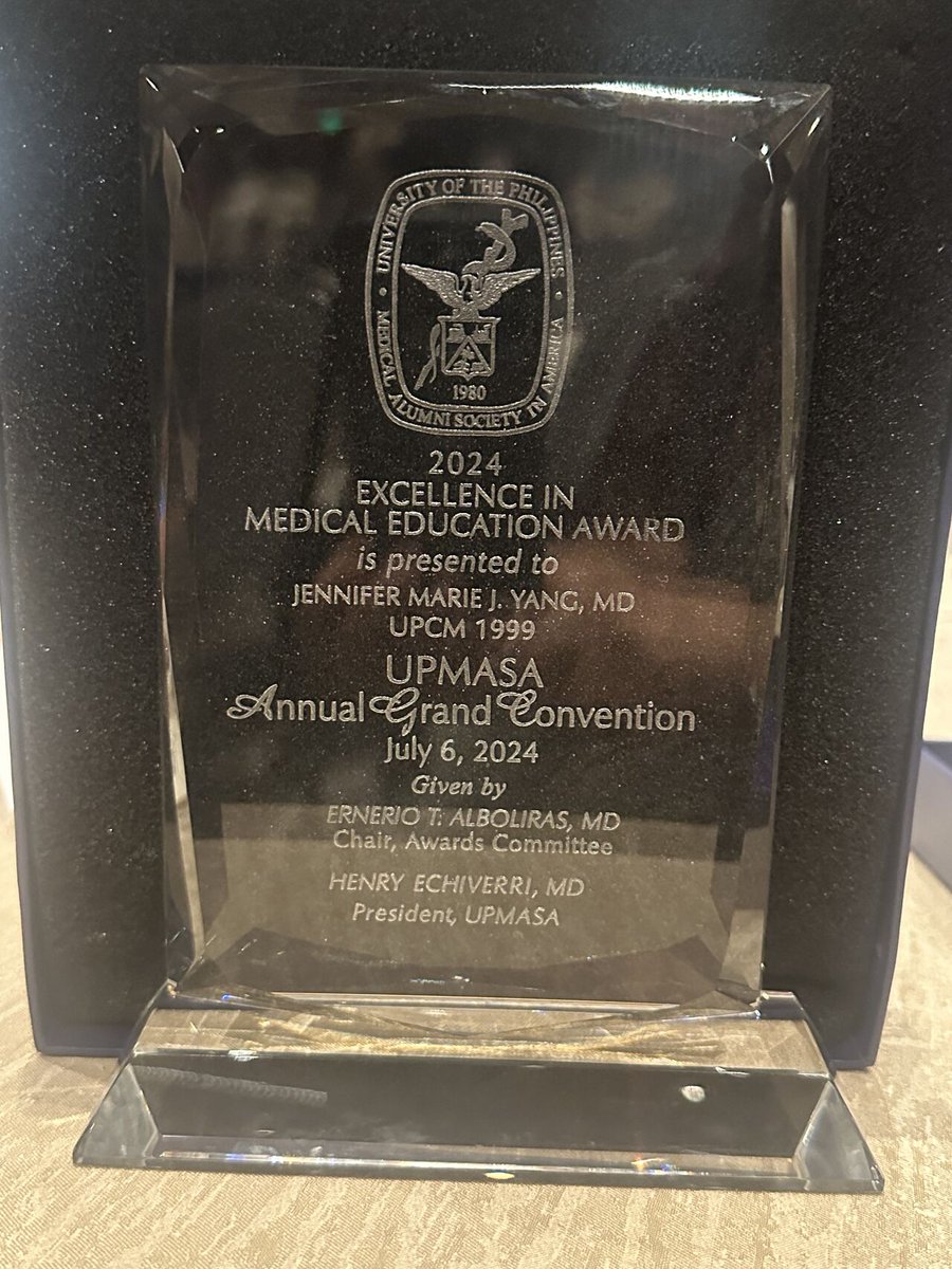 jmjyang's tweet photo. Humbled and honored to receive one of the three 2024 Excellence in Medical Education Awards from the University of the Philippines Medical Alumni Society in America (UPMASA) this past weekend.
@UPManilaOnline @pghrehabmed @slmccmwhqm @lukanbioethics @UTSW_PMR
#upmasa #seattle https://t.co/LsGIncZenU