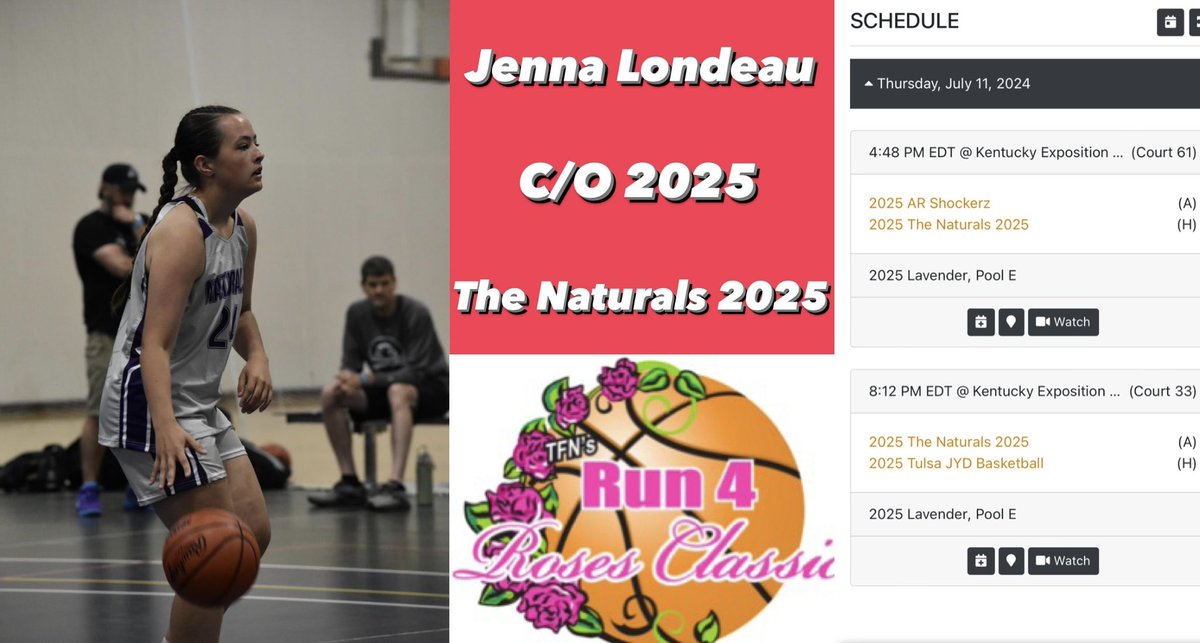 My schedule for Run 4 Roses!! <a href="/coachmericle12/">Michael Mericle</a> <a href="/TheNaturals2025/">The Naturals</a>