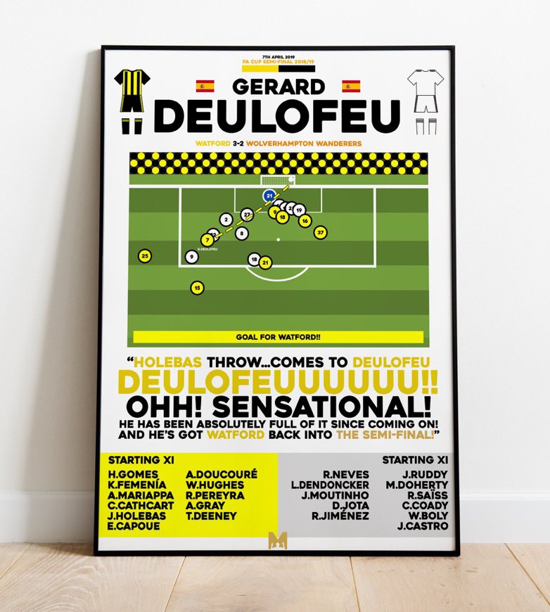 thewatfordway's tweet photo. 🟡 𝗣𝗥𝗜𝗡𝗧 𝗚𝗜𝗩𝗘𝗔𝗪𝗔𝗬! ⚫

We’ve partnered with @MezzalaDesigns to giveaway a FRAMED PRINT of some iconic moments in #WatfordFC history! 🐝

To enter: 

🔄RT this post 
🤝Follow @thewatfordway &amp; @MezzalaDesigns 
🏷️Tag a friend! 

Good luck! 💛 https://t.co/mBaXFVZxUo