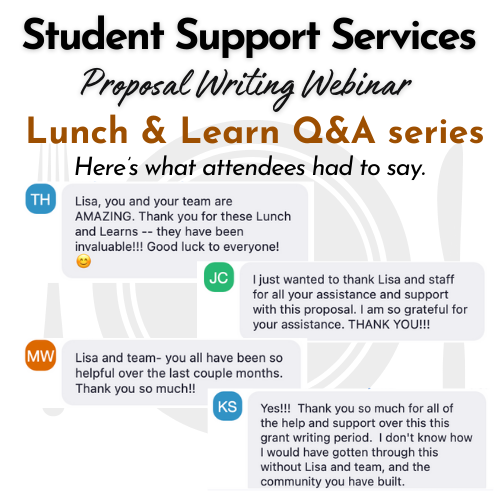 NosotrosEdu's tweet image. Thank you to all who attended our SSS Proposal Writing Lunch &amp;amp; Learn webinar series. We wish you all good luck!  The recording of yesterday's final session is available at wix.to/aIDn9YC
#TRIOSSS #StudentSupportServices #proposalwriting #grantwriting #TRIOworks