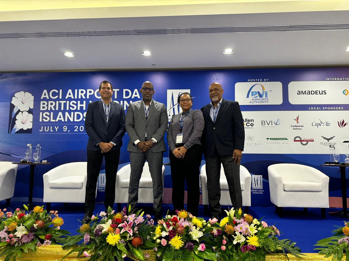 At #ACIAirportDayBVI, the first panel highlighted aviation as a driver of tourism and social development in the Caribbean.✈️Key: Liberalization for better connectivity. With Yuri Feliciano <a href="/SITAonline/">SITA</a>, Annaleen Lord <a href="/IATA/">IATA</a>, Albert Anderson <a href="/CaymanAirports/">CIAA</a>, Clive McCoy -BVI Tourism
