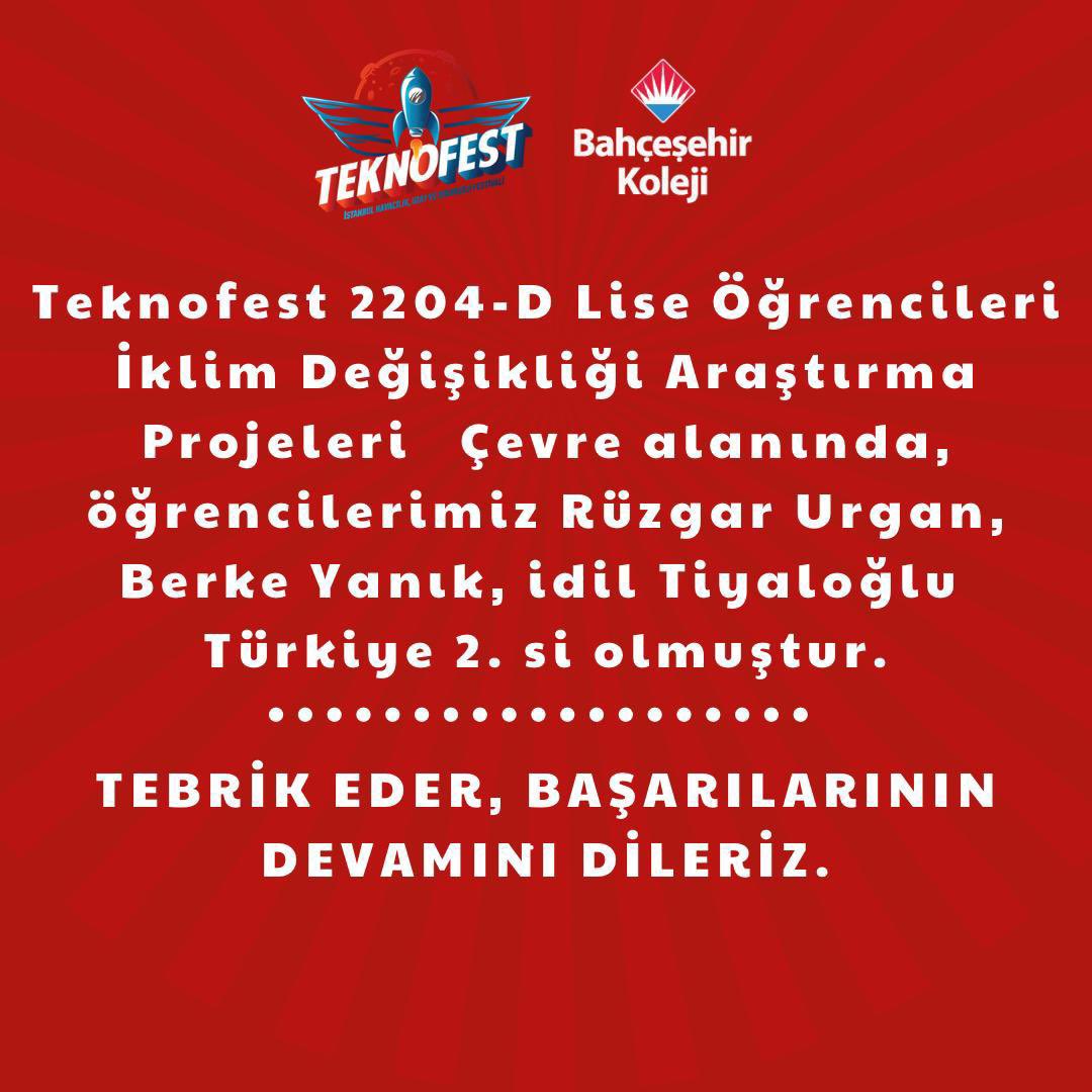 bhcshr_samlise's tweet photo. Teknofest 2204-D Lise Öğrencileri İklim Değişikliği Araştırma Projeleri  Çevre alanında , öğrencilerimiz Rüzgar Urgan , Berke Yanık, idil Tiyaloğlu  Türkiye 2. si olmuştur. Öğrencilerimizi ve danışman öğretmenlerimizi tebrik eder , başarılarının devamını dileriz.👏❤️💙 https://t.co/7x9OQWVM8O