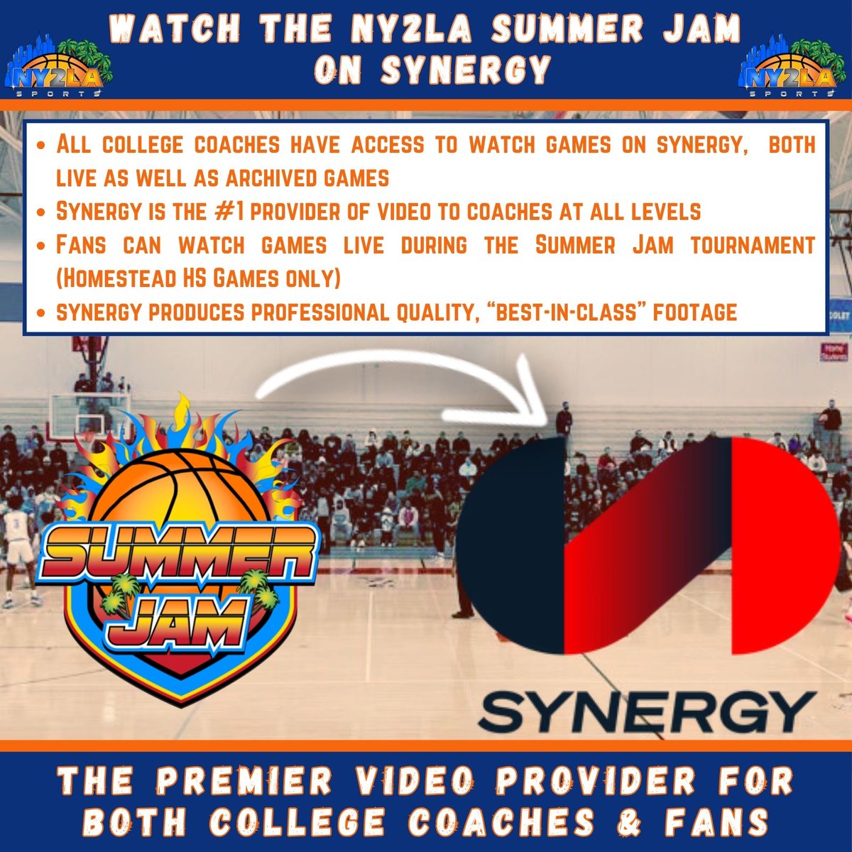 ny2lasports's tweet photo. Watch this weekends NY2LA Summer Jam on @SynergySST 👀

Thursday ➡️ https://t.co/fqrmezwKoa

Friday ➡️ https://t.co/FSCTc9wdOk

Saturday ➡️ https://t.co/0FFok4cU6d

Sunday ➡️ https://t.co/DG2AaV3TPB https://t.co/7m8H4ytEne