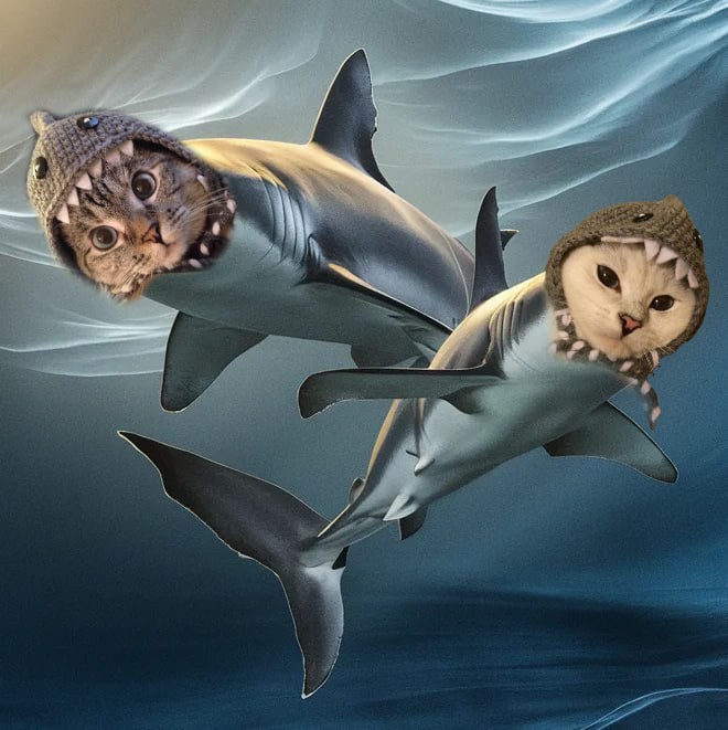It’s the middle of shark week and we cannot help but think of all the poor kittens that have been eaten by sharks. But, one rose above and BECAME a shark. 
Happy Shark Week Big brother I hope we swim together forever.

<a href="/SharkCatSolana/">Shark Cat 🦈🐱</a> 
<a href="/iamnalacat/">Nala_cat</a> 
<a href="/cutecatcoffee/">Mr.White Coffee Cat</a>