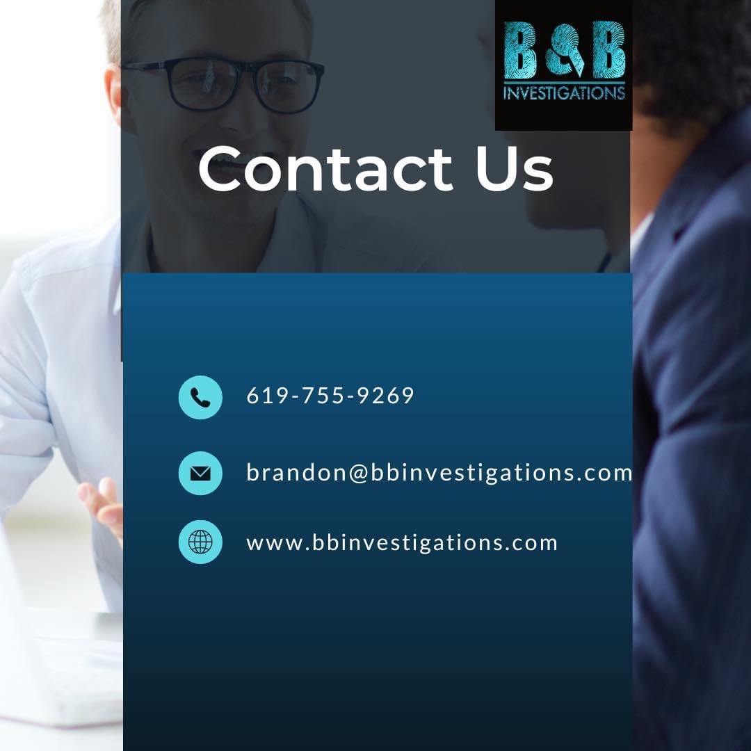 Are you looking for a reputable #privateinvestigator? Give us a call 619-755-9269 or bbinvestigations.com