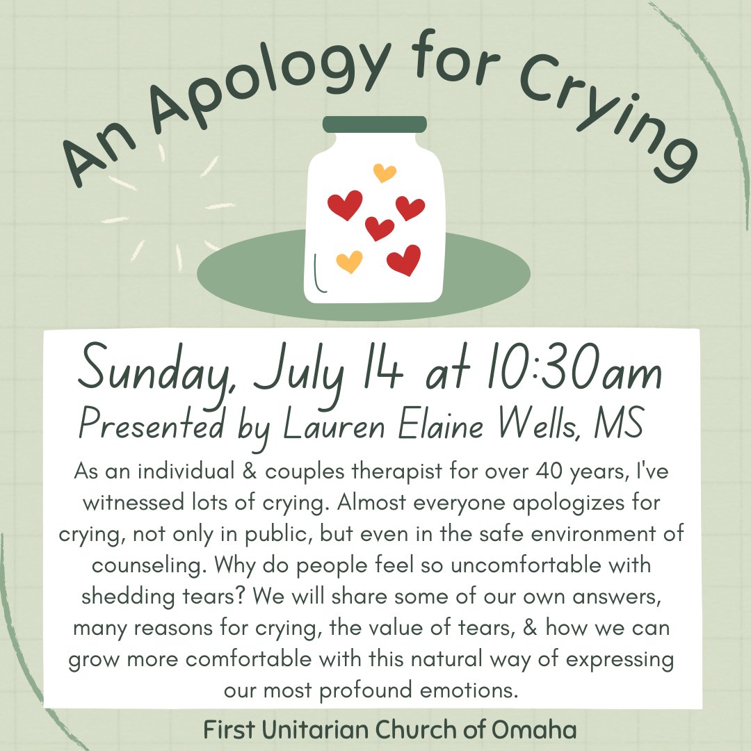FirstUUOmaha's tweet photo. Join us this Sunday 7/14 at 10:30am, in person or online. Learn more here: https://t.co/0ZlYCtubDB https://t.co/aScxFpDcFS