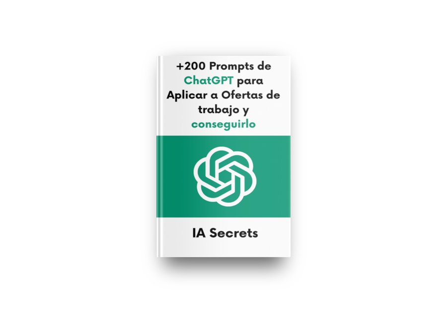 ChatGPT va a hacer que consigas trabajo.       

Pero poca gente sabe cómo sacarle partido.        

Así que he creado la guía definitiva, +200 Prompts de ChatGPT para Aplicar a Ofertas de trabajo y conseguirlo

 ¡GRATIS solo durante 24h!    

para conseguirla solo tienes que: