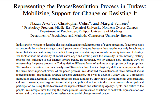 PAC_journal's tweet photo. Nazan Avcı, J. Christopher Cohrs & Margrit Schreier discuss how the #diversity of #socialknowledge and dealing with this diversity in the meaning-making process can influence #socialchange toward peace.
Find out more here:
https://t.co/Rtic63t86J https://t.co/Euiof6Rv0n