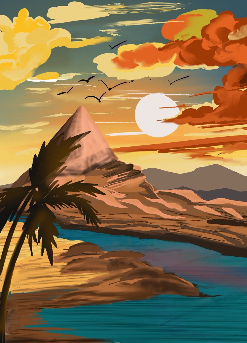 Art practice: finding my way back into art. Day 02
A surreal oasis in a certain utopia
Illustrated in Procreate <a href="/Procreate/">Procreate</a> 
Time : 1.5 hours 
.
.
.
.#art #illustrationart
#artists #illustration #painting #digitalart #Procreate #watercolor #artists #landscape #surreal #cgart #game