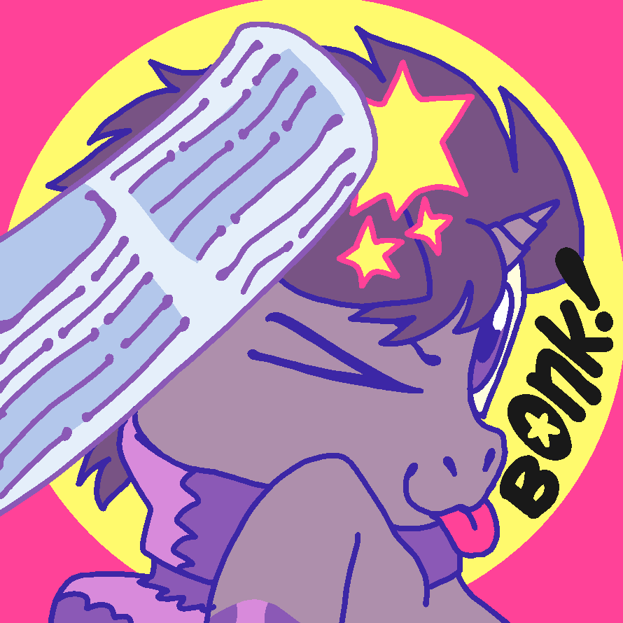 tensestest's tweet photo. The newspaper *bonk* is a classic, but I couldn’t turn down the chance to get bonked by Achilles’s can opener. 

Another great comm from @batshaped https://t.co/m8cm90MwDs