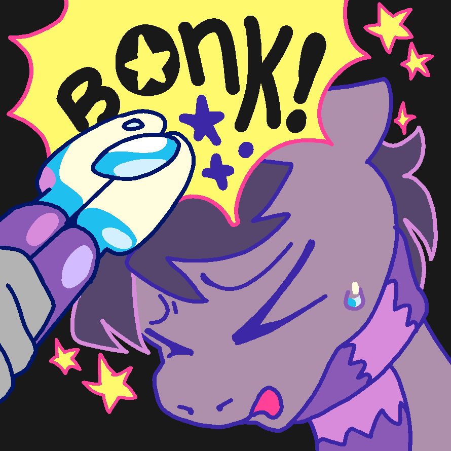 tensestest's tweet photo. The newspaper *bonk* is a classic, but I couldn’t turn down the chance to get bonked by Achilles’s can opener. 

Another great comm from @batshaped https://t.co/m8cm90MwDs