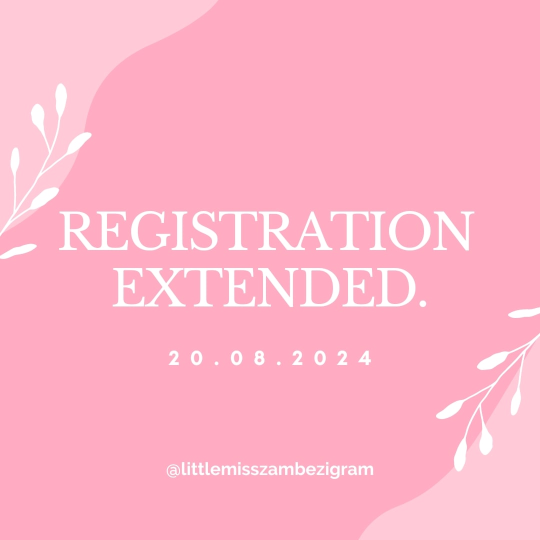 LM_Zambezi's tweet photo. Attention to all aspiring beauty queens 👑 
We have exciting news! 

The application deadline for Little Miss Zambezi 2024 has been extended until August 20, 2024. This is your chance.

#littlemisszambezi
#missteenzambezi
#pageants #crownwithapurpose https://t.co/AnKLcFOTCa