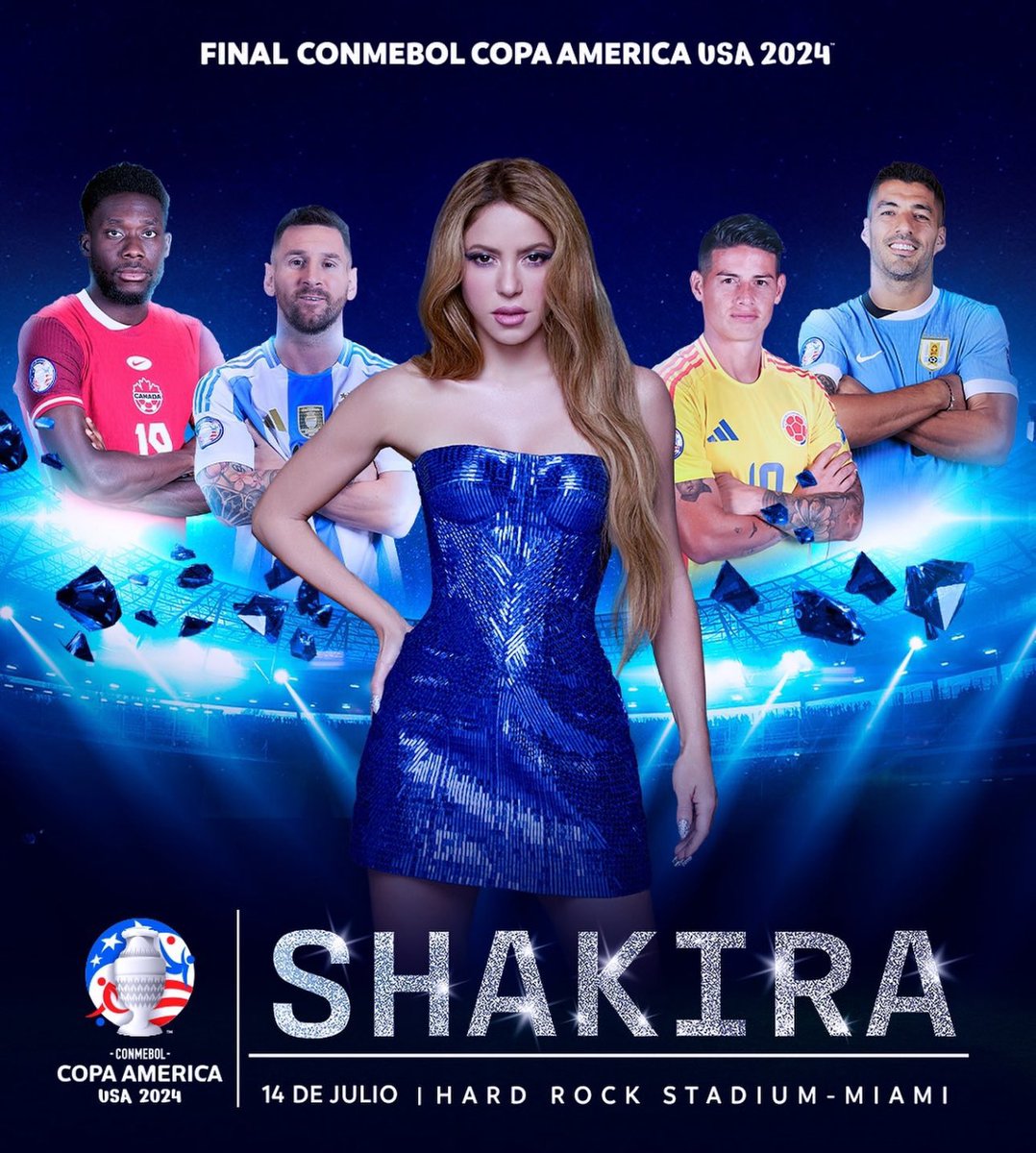 PopBase's tweet photo. Shakira is set to perform at the Copa America final on July 14th. https://t.co/2HCtg38uaM