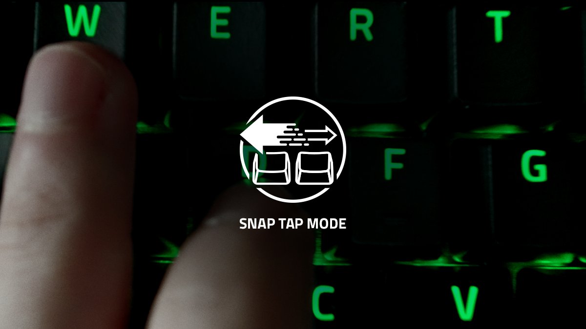 Razer's tweet image. Secure the victory with Snap Tap - #Razer Synapse’s latest update for the Razer Huntsman V3 Pro Line prioritizes your last keystroke for split-second control and flawless counter-strafing. Land those game-winning headshots with ease now: rzr.to/snap-tap