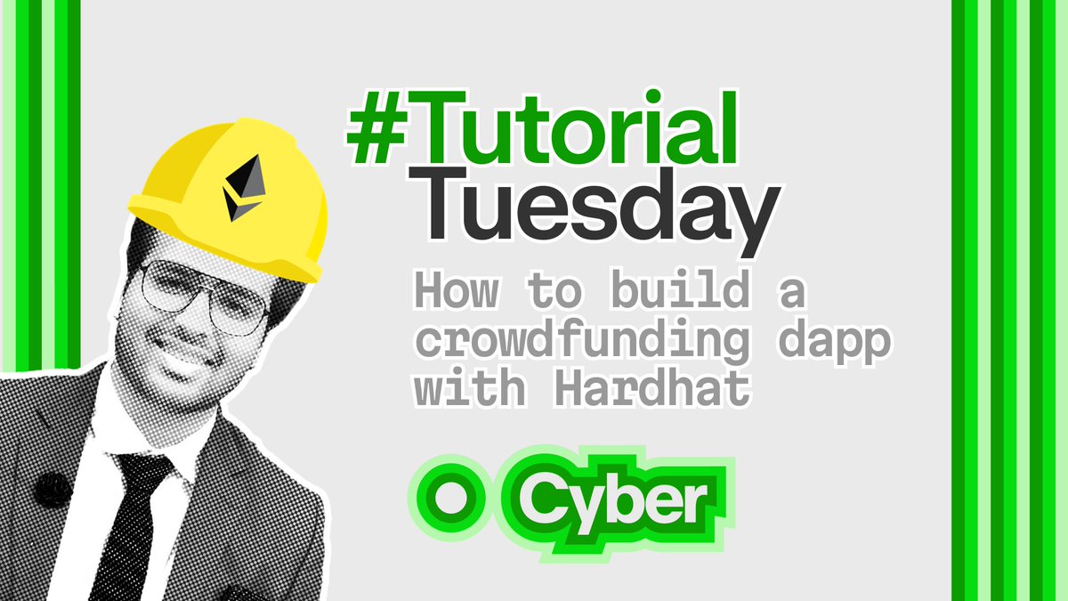 BuildOnCyber's tweet photo. gm, we're back with another #TutorialTuesday! 🥳

This week, learn how to build a crowdfunding dapp! 💸

Scope this thread for a simple overview.

It involves a bit more code than the first two, so check out our full tutorial on our docs! 😉

👉 https://t.co/TvAMKOdku1 https://t.co/3XMrGHF7TM