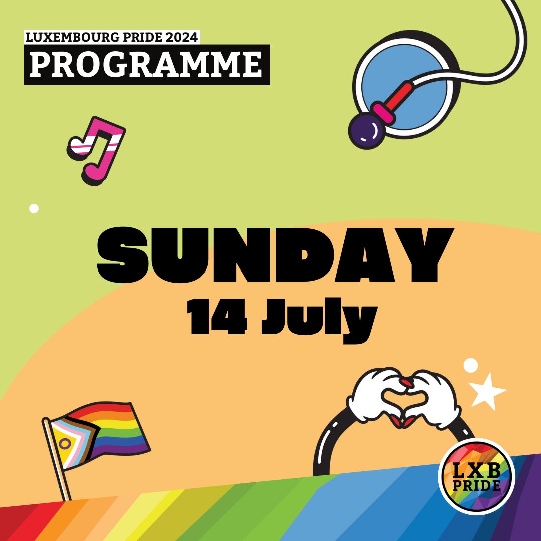 LuxembourgPride's tweet photo. Lastly, we close on Sunday our Luxembourg Pride week with the second day of the Street Festival
10:00 - RAINBOW BREAKFAST
13:00-20:30 - LUXEMBOURG PRIDE STREET FEST
15:00-17:15 - MAUVAISE GRAINE https://t.co/1FGvjvR63Z