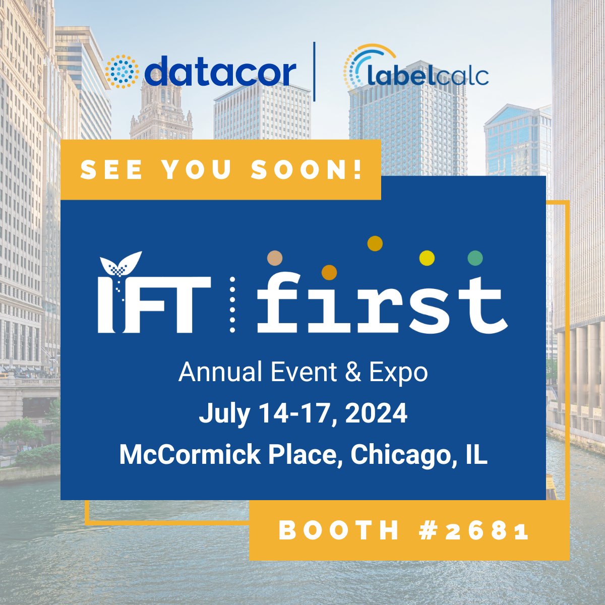 Datacor's tweet image. ⏰🔜✨ It's almost time! Join us at @IFT First 2024 in Chicago from July 14-17! We're thrilled to showcase our latest innovations and connect with you at Booth 2681. Don't miss out on this opportunity to explore new technology to improve processes and reduce costs. #ScienceOfFood