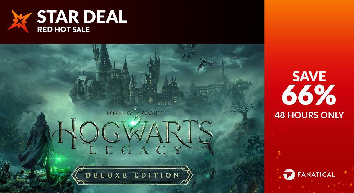 Fanatical's tweet photo. β With our #RedHotSale, you'll be able to get Hogwarts Legacy Digital Deluxe Edition at a 66% discount! You can find it here: https://t.co/Ifm76OxYqG https://t.co/5ib5QG3yl1
