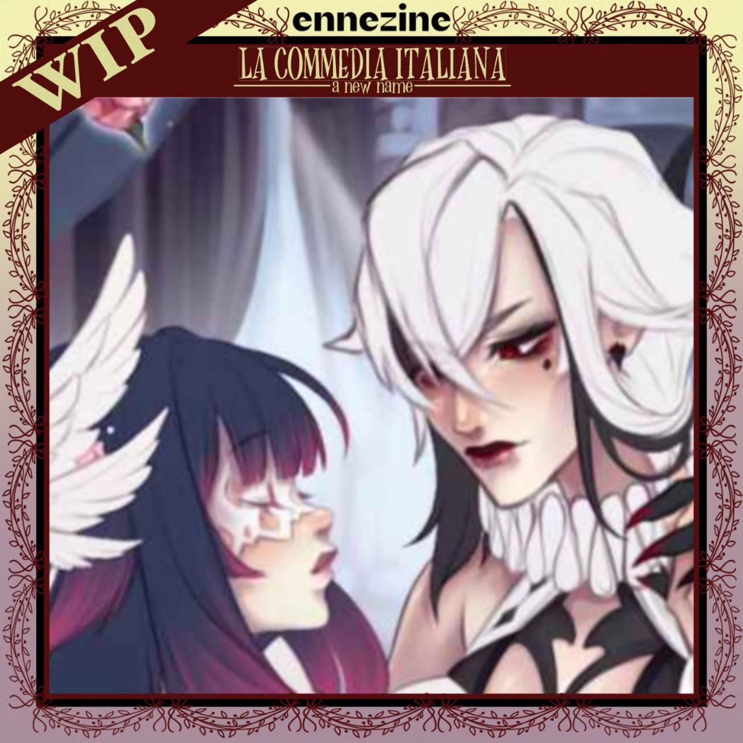 Another wip for you all!!
Lovely Arle and Colo from @paula_theapprentice 's illustration😍 

#genshinimpact #fanzine #ennezine #wip #Arlecchino #Colombina