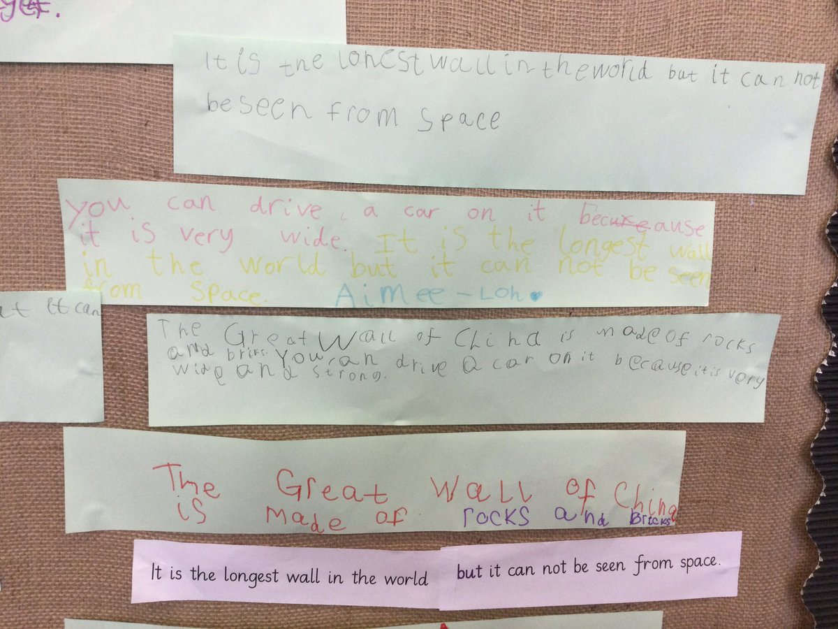 ThamesideSch's tweet photo. Lots of literacy skills being used today in year 1. We have been learning about the Great Wall of China and building sentences using conjunctions. #hawkstps #eaglestps #tps #literacytree https://t.co/d82YlesEOM