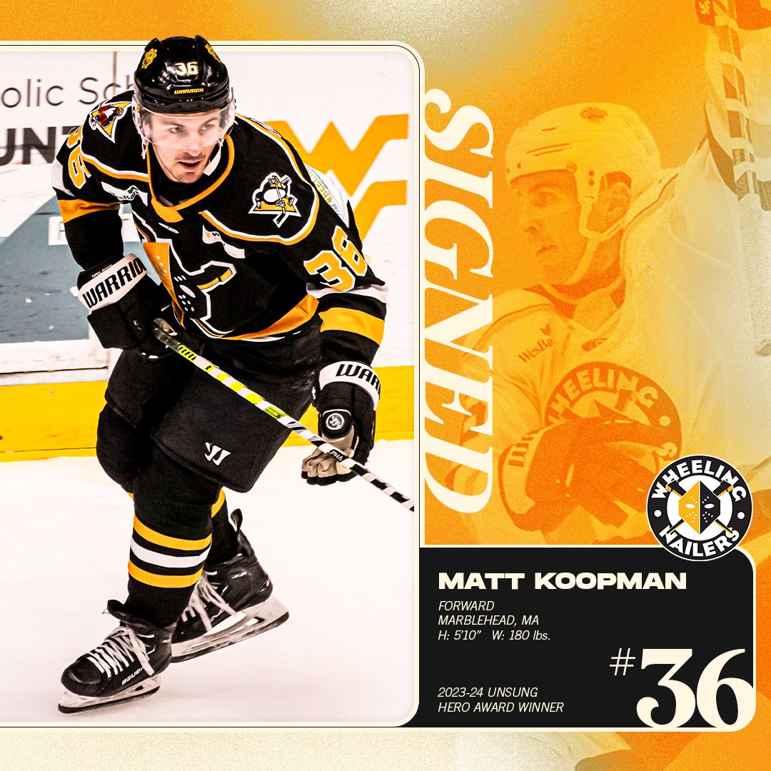 WheelingNailers's tweet photo. Your 2023-24 Unsung Hero is back for more! 👊

OFFICIAL: The Wheeling Nailers have re-signed F Matt Koopman for the 2024-25 season! 

#ForgeTheFuture https://t.co/29TRbUY0z9