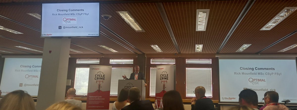 Closing comments by Rick <a href="/mounfield_rick/">Rick mounfield - Chartered Security Professional</a> at the end of a really informative day #cyclecrime24 <a href="/bikeregister/">BikeRegister</a>