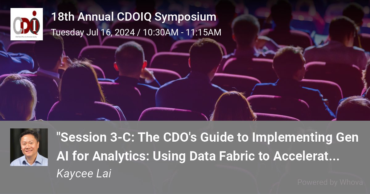 Don’t miss "The CDO’s Guide to Implementing Gen AI for Analytics" by Kaycee Lai, Founder of Promethium!

📅 July 16, 2024, 10:30-11:15 am ET 📍 CDOIQ Boston, Booth 32 (Virtual &amp; In-Person)

Complimentary tickets are available! Secure yours today: lnkd.in/gPDnXtiH
#CDOIQ