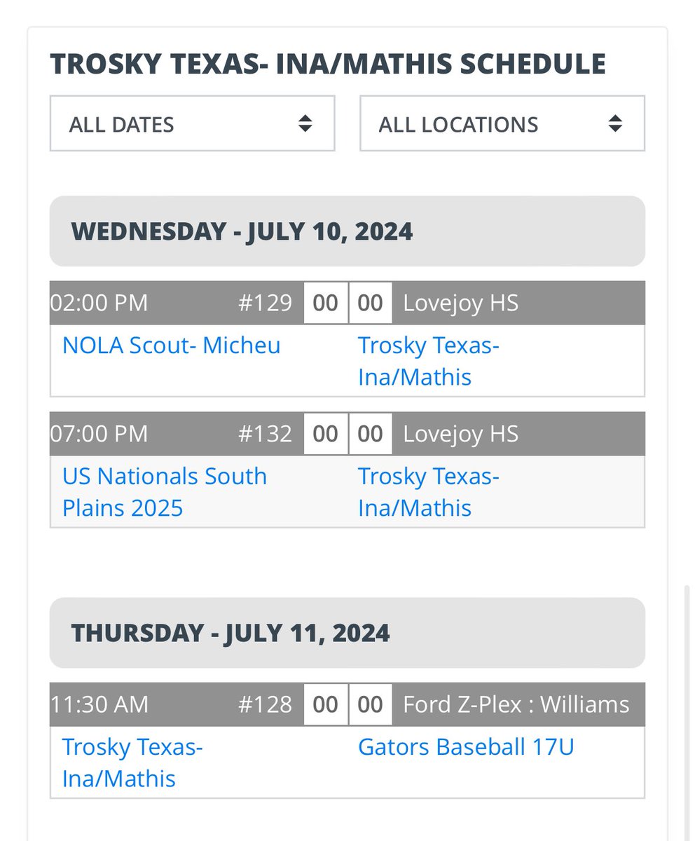 Schedule for <a href="/FiveTool/">Five Tool Baseball</a> #MattinglyWS