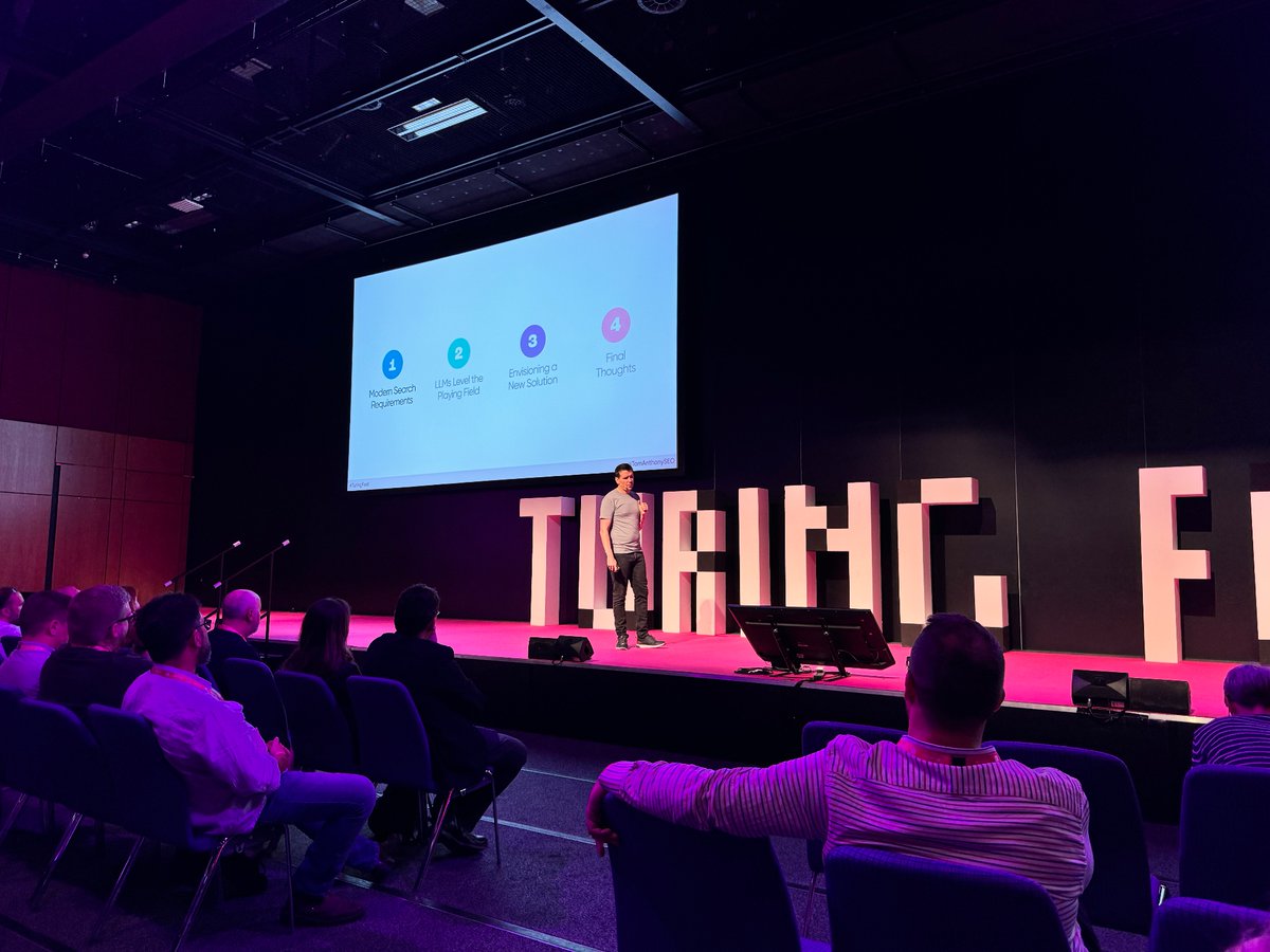 kevgibbo's tweet photo. Thought provoking talk from @TomAnthonySEO at #TuringFest earlier on how Google is still largely solving a 90s problem & what that could look like in the future of searching LLMs + your own data / mobile apps https://t.co/ITwOn7xi1c