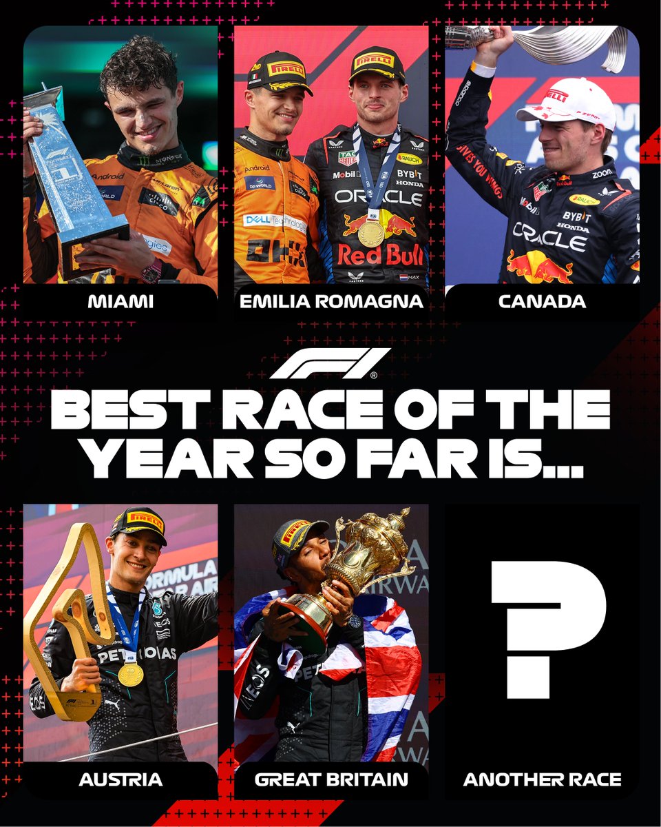 F1's tweet photo. Which has been the best race of the 2024 season so far? 🤔

#F1 https://t.co/eljMqTO5rx