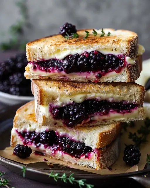 FoodPorn's tweet image. Would you eat this Balsamic Blackberry Grilled Cheese?