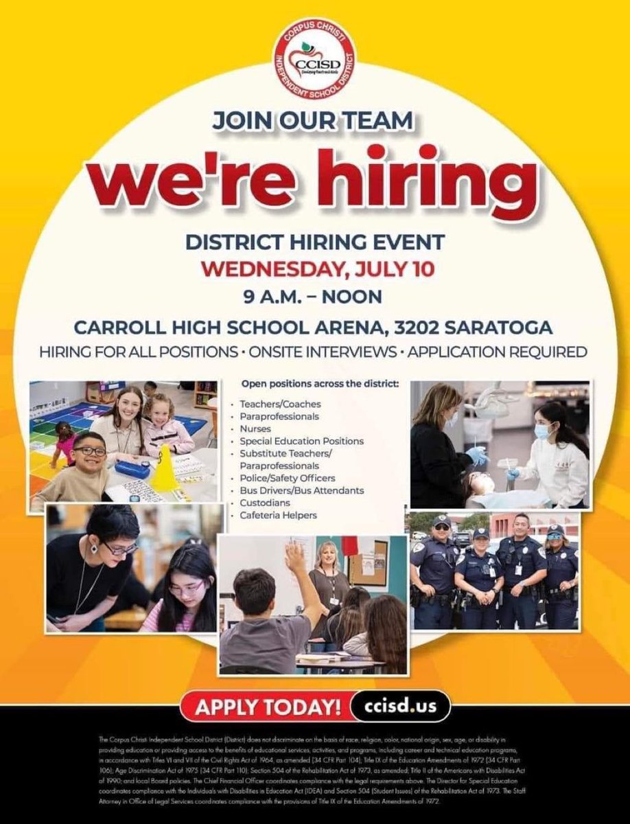 Dr. Roland Hernandez (@r0hernandez) on Twitter photo Let’s do this!  We want YOU!  Come join an amazing group of educators and administrators who give every day to serve our wonderful students and families in Corpus Christi.  Regional, state, and national award winning students, staff and programs!  #CCISDProud #suCCessISD Let’s do this!  We want YOU!  Come join an amazing group of educators and administrators who give every day to serve our wonderful students and families in Corpus Christi.  Regional, state, and national award winning students, staff and programs!  #CCISDProud #suCCessISD
