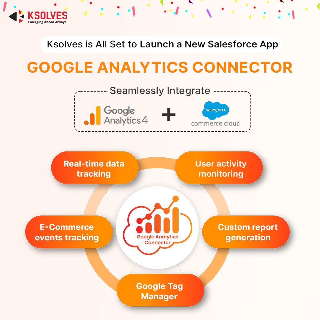 Ksolves is launching a new Salesforce app: Google Analytics Connector. Integrate #GA4 with #SFCC for enhanced customer insights and optimized marketing strategies. 

#KsolvesGrowth #BusinessExpansion #KsolvesNewProduct #ksolves #KsolvesIndiaLimited