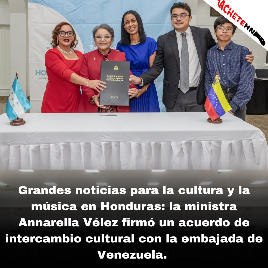 machetehn2009's tweet image. #SecapphHpy ¡Grandes noticias para la cultura y la música en Honduras! 🎶🇭🇳

La ministra Annarella Vélez firmó un acuerdo de cooperación de intercambio cultural con la embajada de Venezuela en Honduras. 

#CulturaHonduras #MúsicaParaTodos #IntercambioCultural #OrquestasJuveniles