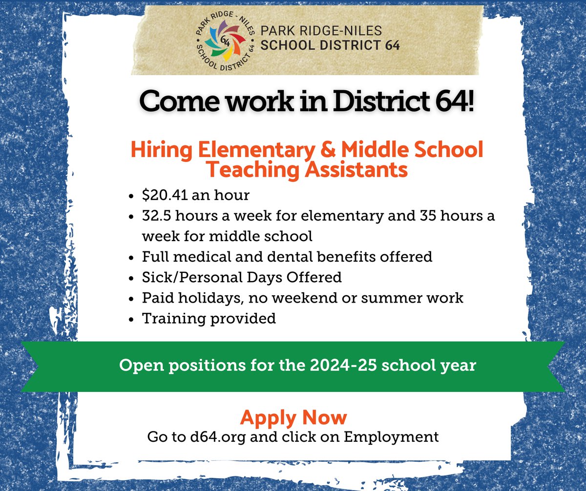 District 64 is Hiring!