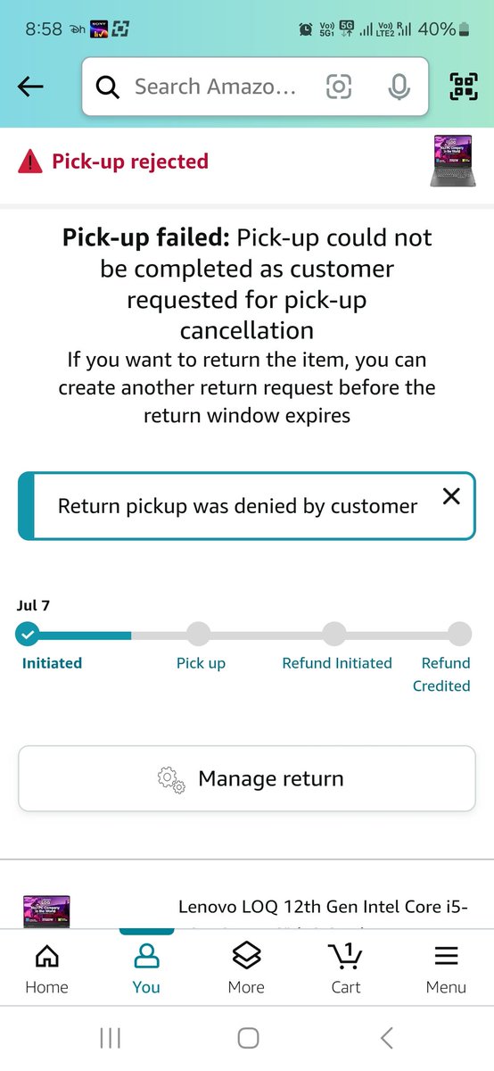 TusharPratimSa1's tweet image. @amazonIN @AmazonHelp @jagograhakjago @BandBajaateRaho @consumerforum_ 
Amazon has done this again. No one is coming for pickup and marking pickup failed as customer request cancellation. Amazon is playing this game for 2 weeks now.

#noamazon
#amazoncheating
#harassment