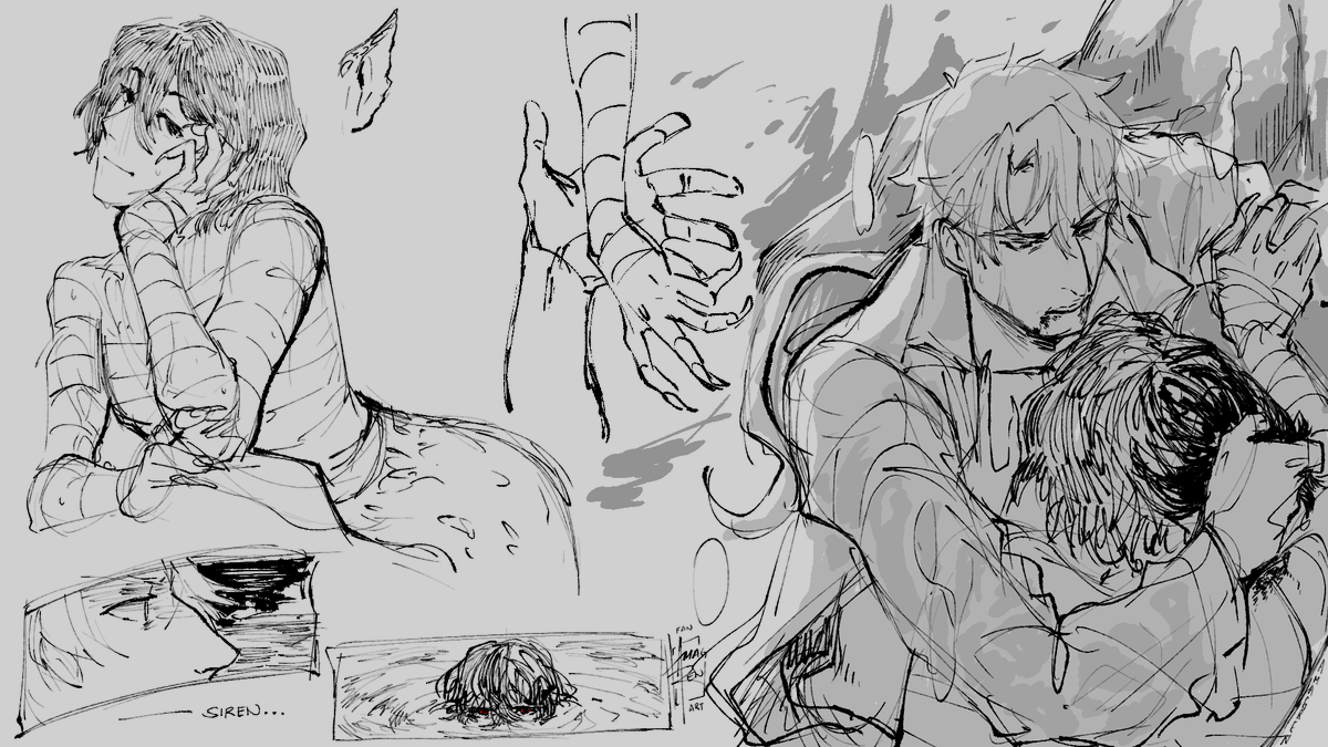 tried out new brush + glimpse of that siren au 😌
#国太 #kunikidazai #kunizai