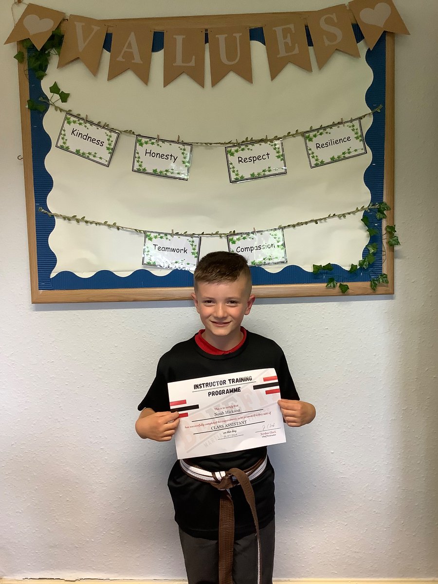 We now have a theme going at Heage Primary! 
It’s Terrific Tuesday! Noah came in today with the biggest smile. I didn’t even know there were so many belts to achieve in martial arts!! 
Noah has also achieved all requirements to be a class assistant! Go Noah!!! Super proud.