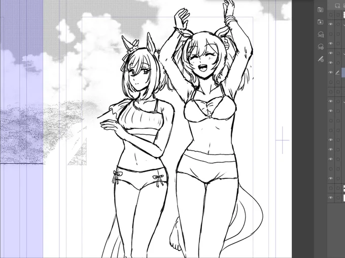 エイファル水着漫画ちまちま進めてます 