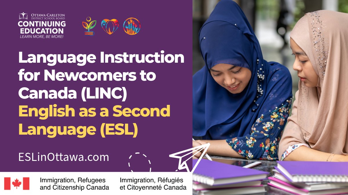 Are you a newcomer to Canada looking to improve your English language skills? Our Language Instruction for Newcomers to Canada (LINC) and  ESL classes are always open for registration!
Visit ESLinOttawa.com for registration &amp;  information.
<a href="/citimmcanada/">IRCC</a>
#ESL #LINC