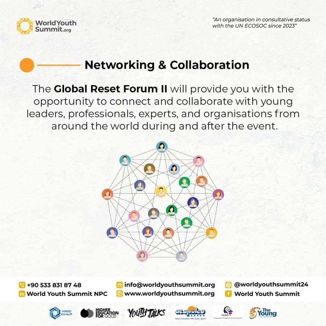 WYSNPC's tweet photo. Why should you attend the #Global Reset Forum II?

#GRF2 #northcyprus #worldyouthsummit24 #fyp #youth #europe #summer https://t.co/hb6I7AnkSQ