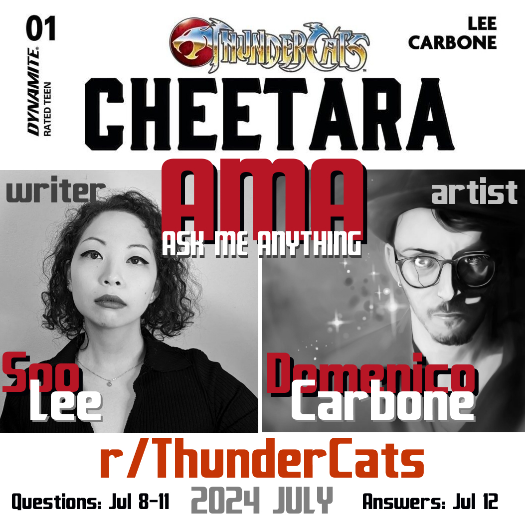 ThundercatWiki's tweet photo. The new spin-off series has a AMA for the talents of Soo Lee and Domenico Carbone. Don't be shy, ask away! #ThunderCats #ThundercatsCheetara #Dynamite https://t.co/fCtRH8VzzF