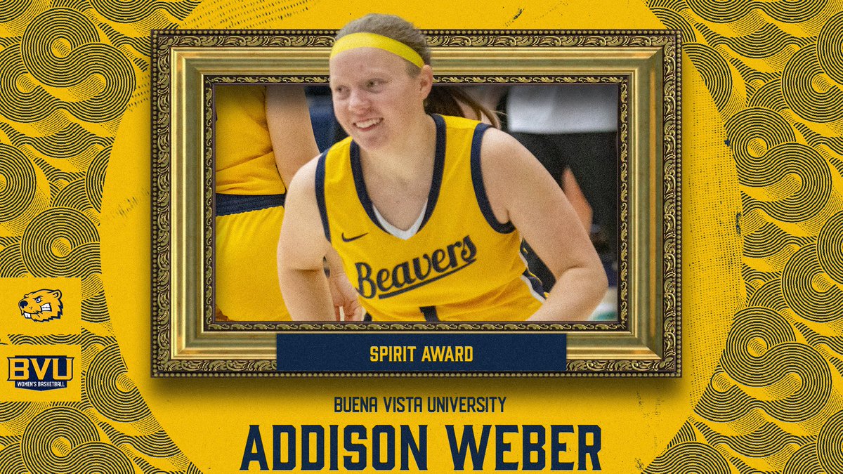 🏀 Addison Weber, <a href="/BVUWBasketball/">BVU Women’s Basketball</a>. Whether walking in the door each day giving coaches and teammates high fives or encouraging other athletes in the weight room, she always brought positive energy and spirit wherever she went. (2/3) #BeaversBuild