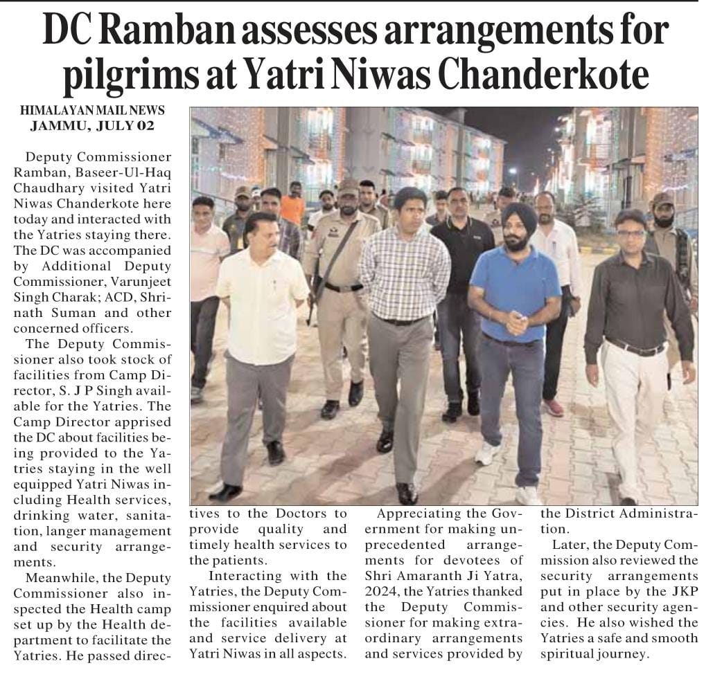 Shri Amarnathji Shrine Board and Distict Administration Ramban (J&amp;K) ensures hassle free services for the Yatris.