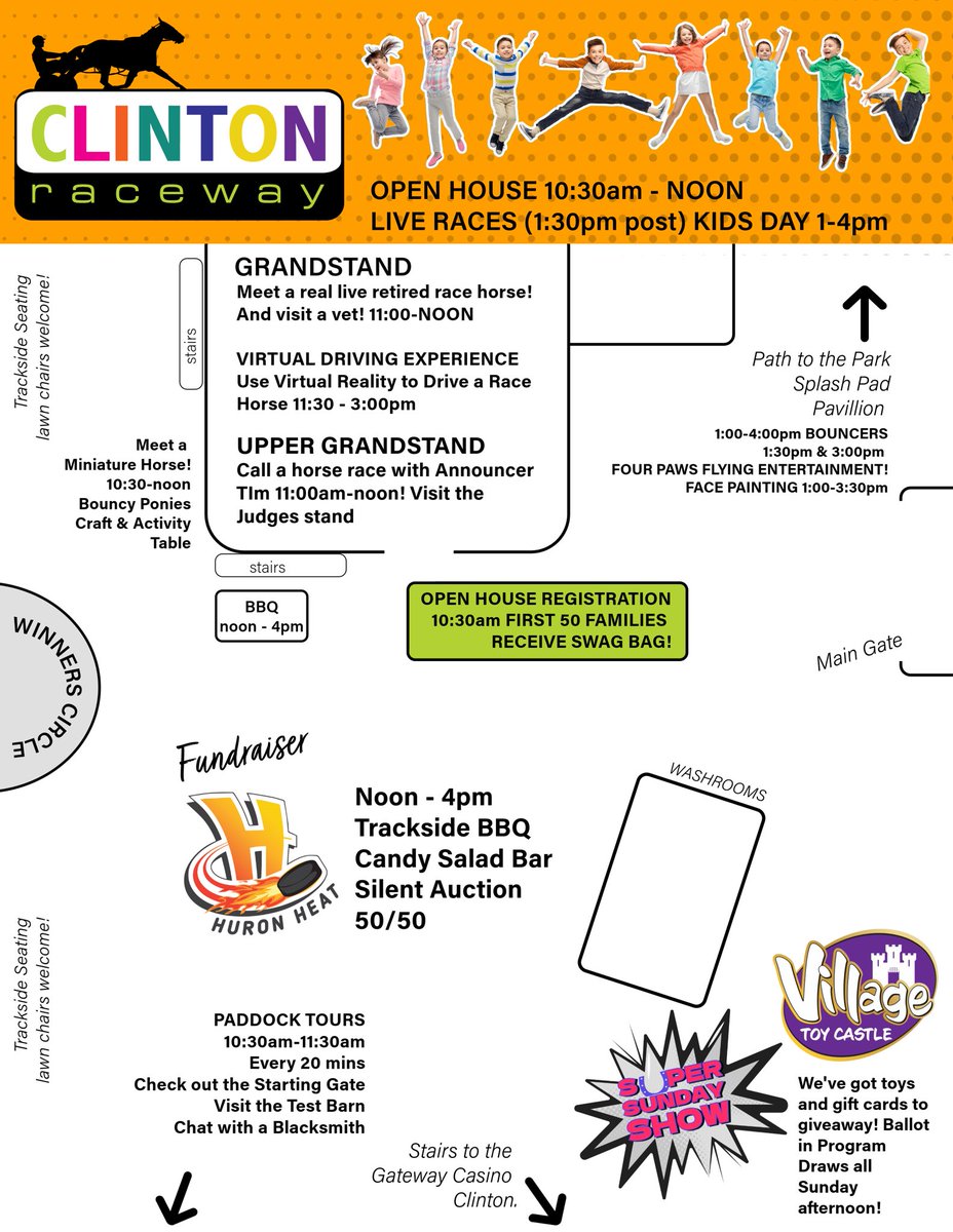 Kids Day and Open House this weekend! So much to see and do this Sunday. All FREE! #ontario #thingstodo #free #familyfun #harnessracing