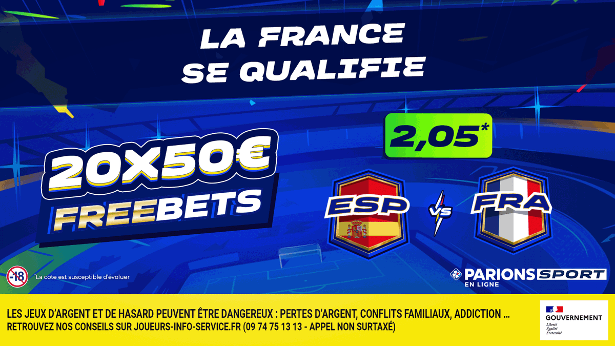 ParionsSport's tweet photo. ⚽🇫🇷 Si la France se qualifie, on vous régale et pas qu'un peu ! 

Pour jouer, rien de plus simple :

1️⃣ RT+Follow

Règlement: https://t.co/NgSqRNJOZU https://t.co/WcpA3gbXuu