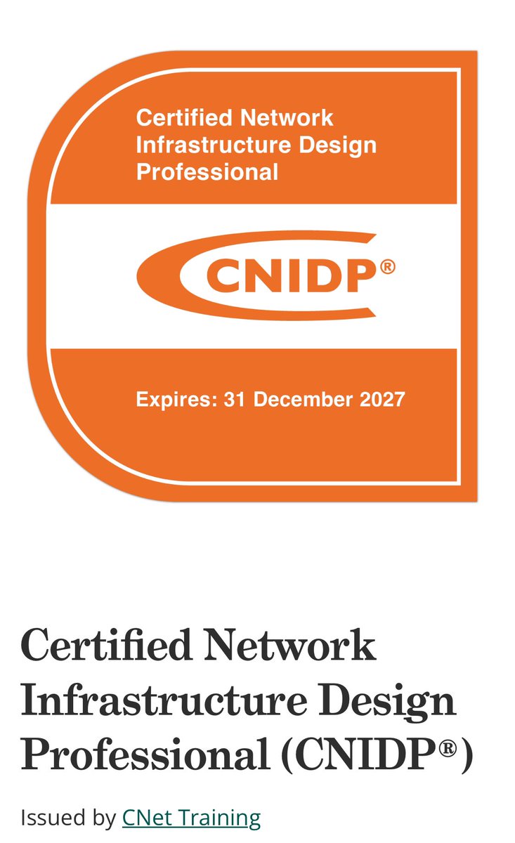 SmartNetworkSo2's tweet image. James has just passed his CNIDP course.