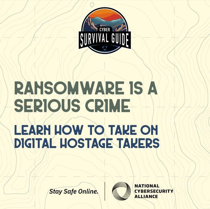 During a ransomware attack, remember to remain calm and follow the steps outlined in our Cyber Survival Guide for the best course of action. You can find helpful tips and resources at the link provided: buff.ly/3LcIg1g #CyberSurvival #StaySafeOnline #MySecureKid